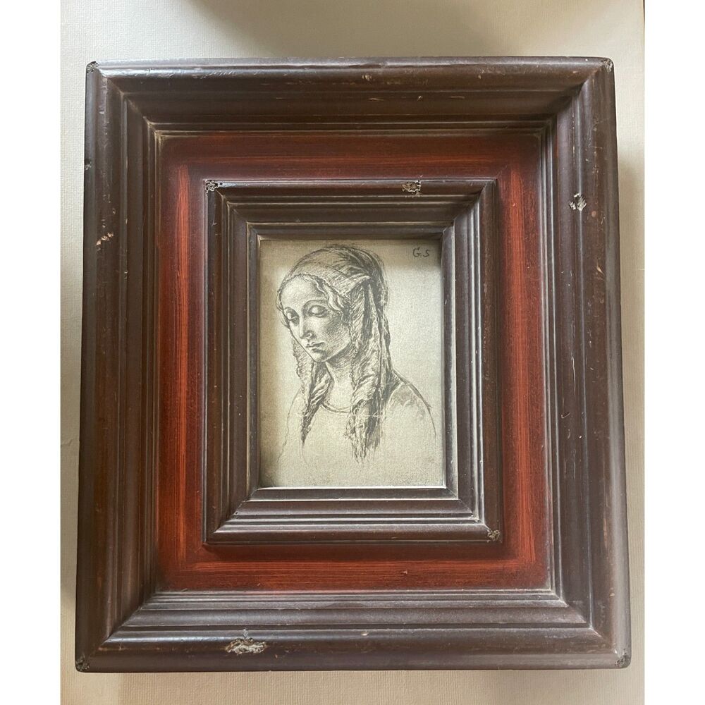 Vintage Italian Canvas Botticelli’s Women's Porttrait – Framed Art Made In Italy